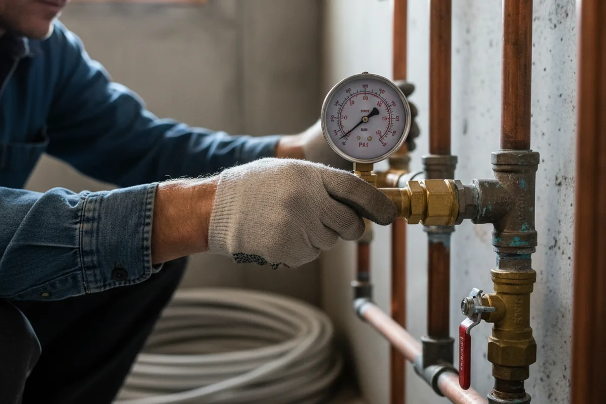 Pressure testing a repaired line during Water Line Repair in Pittsville